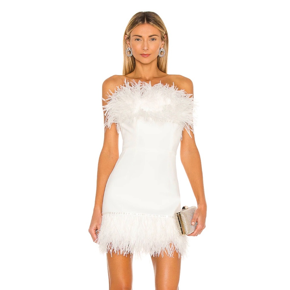 Lola Blanc Mini Feather Dress in White